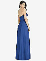 Rear View Thumbnail - Classic Blue Strapless Notch Chiffon Maxi Dress