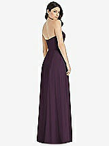 Rear View Thumbnail - Aubergine Strapless Notch Chiffon Maxi Dress