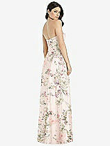Rear View Thumbnail - Blush Garden Strapless Notch Chiffon Maxi Dress