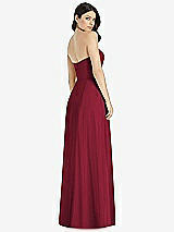 Rear View Thumbnail - Burgundy Strapless Notch Chiffon Maxi Dress
