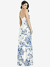 Rear View Thumbnail - Cottage Rose Dusk Blue Strapless Notch Chiffon Maxi Dress