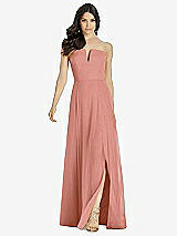 Front View Thumbnail - Desert Rose Strapless Notch Chiffon Maxi Dress