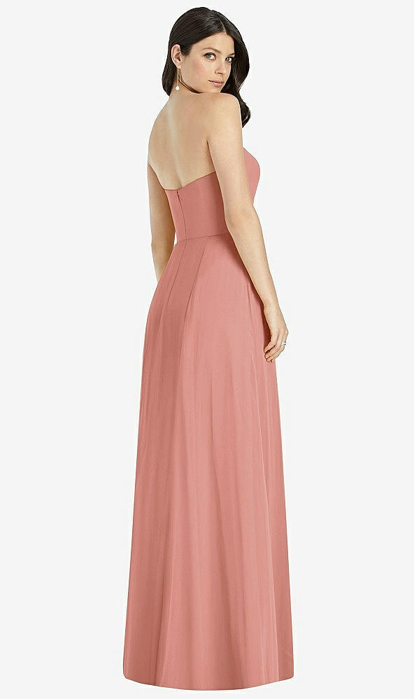 Back View - Desert Rose Strapless Notch Chiffon Maxi Dress