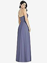 Rear View Thumbnail - French Blue Strapless Notch Chiffon Maxi Dress