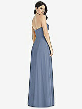 Rear View Thumbnail - Larkspur Blue Strapless Notch Chiffon Maxi Dress