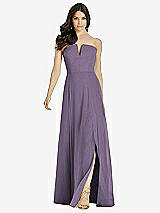 Front View Thumbnail - Lavender Strapless Notch Chiffon Maxi Dress