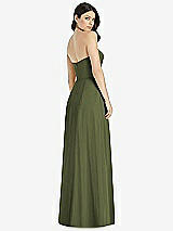 Rear View Thumbnail - Olive Green Strapless Notch Chiffon Maxi Dress