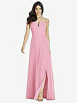 Front View Thumbnail - Peony Pink Strapless Notch Chiffon Maxi Dress