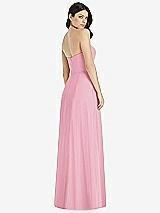 Rear View Thumbnail - Peony Pink Strapless Notch Chiffon Maxi Dress