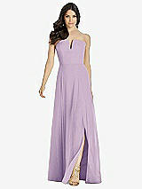 Front View Thumbnail - Pale Purple Strapless Notch Chiffon Maxi Dress