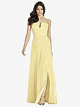 Front View Thumbnail - Pale Yellow Strapless Notch Chiffon Maxi Dress