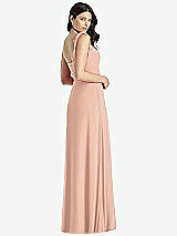 Rear View Thumbnail - Pale Peach Tie-Shoulder Chiffon Maxi Dress with Front Slit