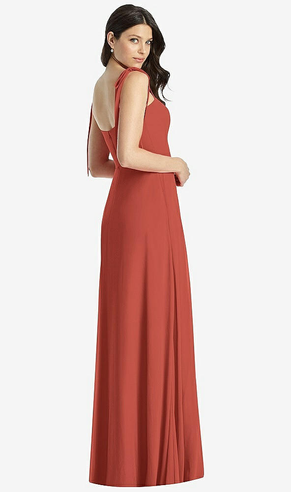 Back View - Amber Sunset Tie-Shoulder Chiffon Maxi Dress with Front Slit
