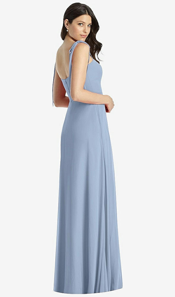Back View - Cloudy Tie-Shoulder Chiffon Maxi Dress with Front Slit