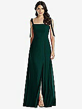 Front View Thumbnail - Evergreen Tie-Shoulder Chiffon Maxi Dress with Front Slit