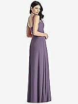 Rear View Thumbnail - Lavender Tie-Shoulder Chiffon Maxi Dress with Front Slit
