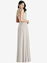 Rear View Thumbnail - Oyster Tie-Shoulder Chiffon Maxi Dress with Front Slit