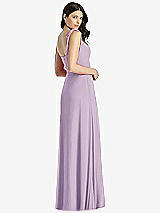 Rear View Thumbnail - Pale Purple Tie-Shoulder Chiffon Maxi Dress with Front Slit