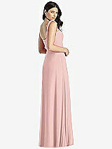 Rear View Thumbnail - Rose - PANTONE Rose Quartz Tie-Shoulder Chiffon Maxi Dress with Front Slit