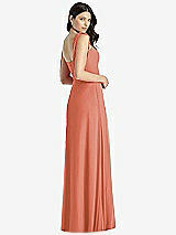 Rear View Thumbnail - Terracotta Copper Tie-Shoulder Chiffon Maxi Dress with Front Slit