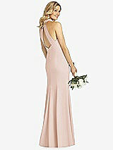 Rear View Thumbnail - Cameo High-Neck Cutout Halter Trumpet Gown
