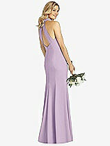 Rear View Thumbnail - Pale Purple High-Neck Cutout Halter Trumpet Gown