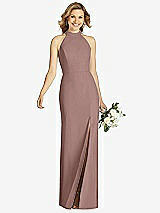 Front View Thumbnail - Sienna High-Neck Cutout Halter Trumpet Gown