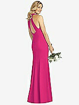 Rear View Thumbnail - Think Pink High-Neck Cutout Halter Trumpet Gown