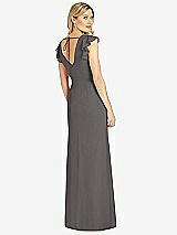 Rear View Thumbnail - Caviar Gray Ruffled Sleeve Mermaid Dress with Front Slit