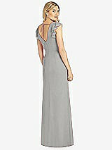 Rear View Thumbnail - Chelsea Gray Ruffled Sleeve Mermaid Dress with Front Slit