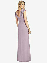 Rear View Thumbnail - Lilac Dusk Ruffled Sleeve Mermaid Dress with Front Slit