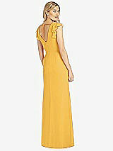Rear View Thumbnail - NYC Yellow Ruffled Sleeve Mermaid Dress with Front Slit