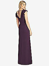 Rear View Thumbnail - Aubergine Ruffled Sleeve Mermaid Dress with Front Slit