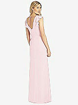 Rear View Thumbnail - Ballet Pink Ruffled Sleeve Mermaid Dress with Front Slit