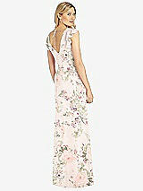 Rear View Thumbnail - Blush Garden Ruffled Sleeve Mermaid Dress with Front Slit