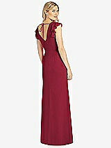 Rear View Thumbnail - Burgundy Ruffled Sleeve Mermaid Dress with Front Slit
