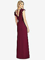 Rear View Thumbnail - Cabernet Ruffled Sleeve Mermaid Dress with Front Slit