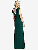 Rear View Thumbnail - Evergreen Ruffled Sleeve Mermaid Dress with Front Slit