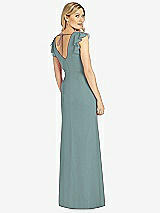 Rear View Thumbnail - Icelandic Ruffled Sleeve Mermaid Dress with Front Slit