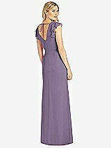 Rear View Thumbnail - Lavender Ruffled Sleeve Mermaid Dress with Front Slit