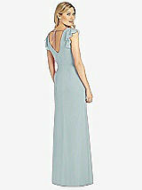 Rear View Thumbnail - Morning Sky Ruffled Sleeve Mermaid Dress with Front Slit