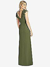 Rear View Thumbnail - Olive Green Ruffled Sleeve Mermaid Dress with Front Slit