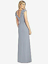 Rear View Thumbnail - Platinum Ruffled Sleeve Mermaid Dress with Front Slit