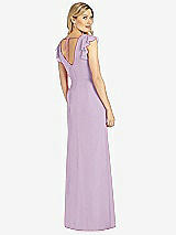 Rear View Thumbnail - Pale Purple Ruffled Sleeve Mermaid Dress with Front Slit