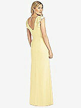 Rear View Thumbnail - Pale Yellow Ruffled Sleeve Mermaid Dress with Front Slit