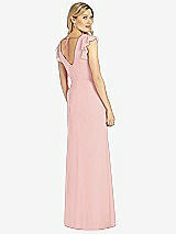 Rear View Thumbnail - Rose - PANTONE Rose Quartz Ruffled Sleeve Mermaid Dress with Front Slit