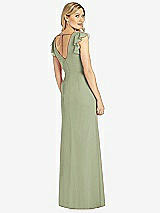 Rear View Thumbnail - Sage Ruffled Sleeve Mermaid Dress with Front Slit