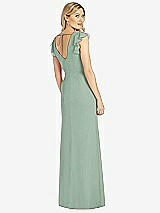 Rear View Thumbnail - Seagrass Ruffled Sleeve Mermaid Dress with Front Slit