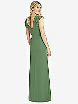 Rear View Thumbnail - Vineyard Green Ruffled Sleeve Mermaid Dress with Front Slit