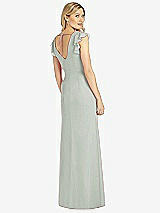 Rear View Thumbnail - Willow Green Ruffled Sleeve Mermaid Dress with Front Slit